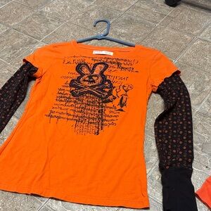 No Boundaries Vibrant Orange and Black Long Sleeve tee